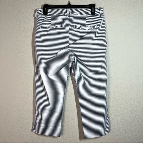 Old Navy Cropped Midi Wide Leg Pixie Pants Women's Size 6 Navy White Striped - Picture 8 of 8
